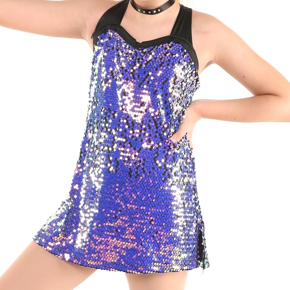 Custom dance leotard outfit costume sequin girls Large L - Picture 1 of 5
